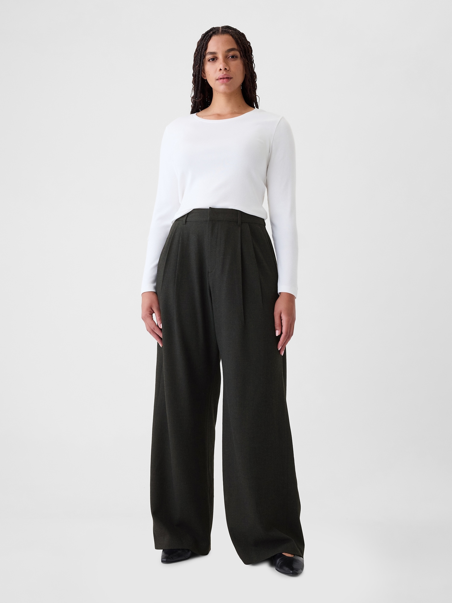 365 High Rise Brushed Twill Pleated Trousers