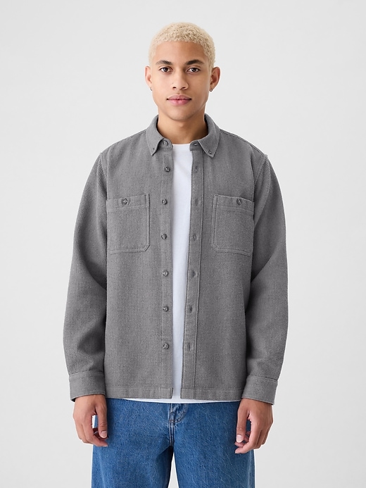 Image number 6 showing, Waffle-Knit Flannel Shirt