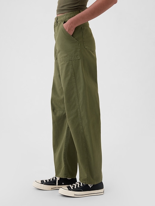 Image number 10 showing, Mid Rise Twill Barrel Pants