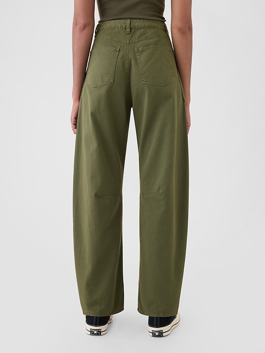 Image number 4 showing, Mid Rise Twill Barrel Pants