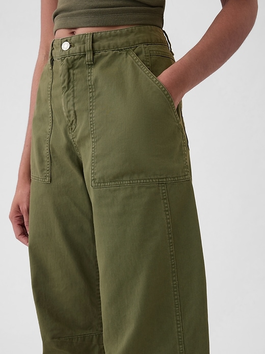 Image number 6 showing, Mid Rise Twill Barrel Pants