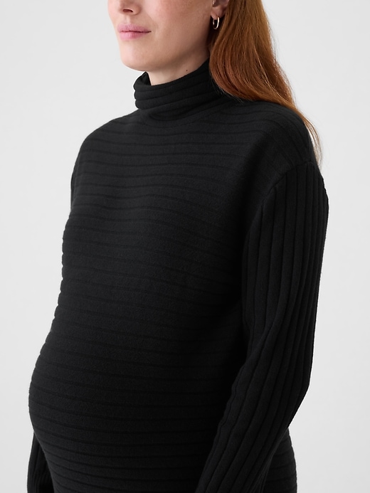 Image number 4 showing, Maternity CashSoft Rib Turtleneck Mini Sweater Dress