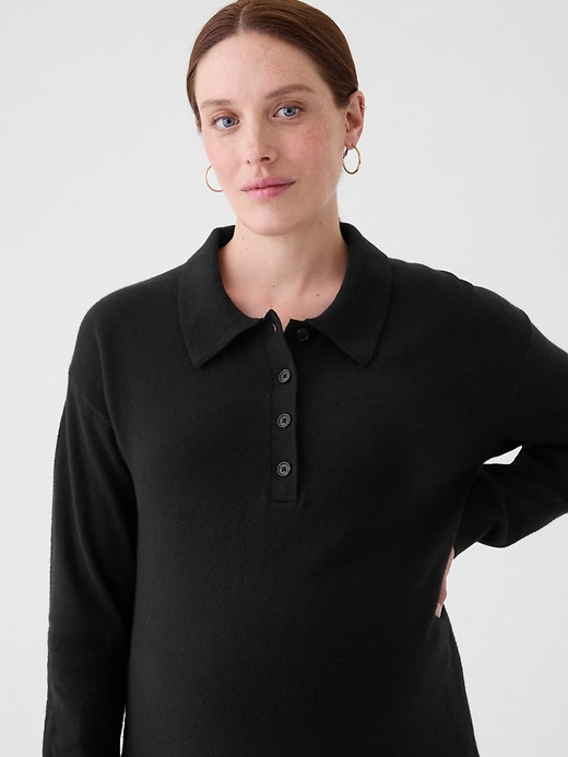 Image number 4 showing, Maternity CashSoft Henley Sweater Polo