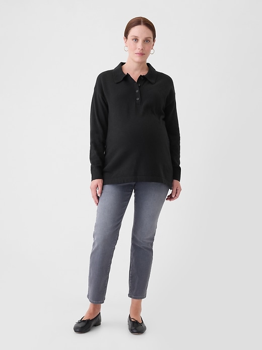 Image number 1 showing, Maternity CashSoft Henley Sweater Polo