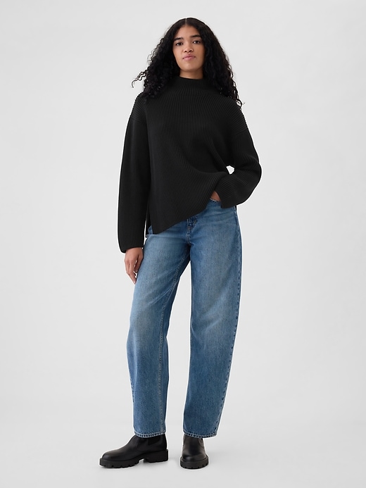 Image number 3 showing, Oversized Split-Hem Mockneck Sweater