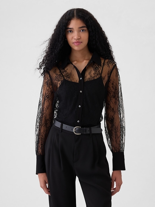 Image number 1 showing, Sheer Lace Classic Shirt