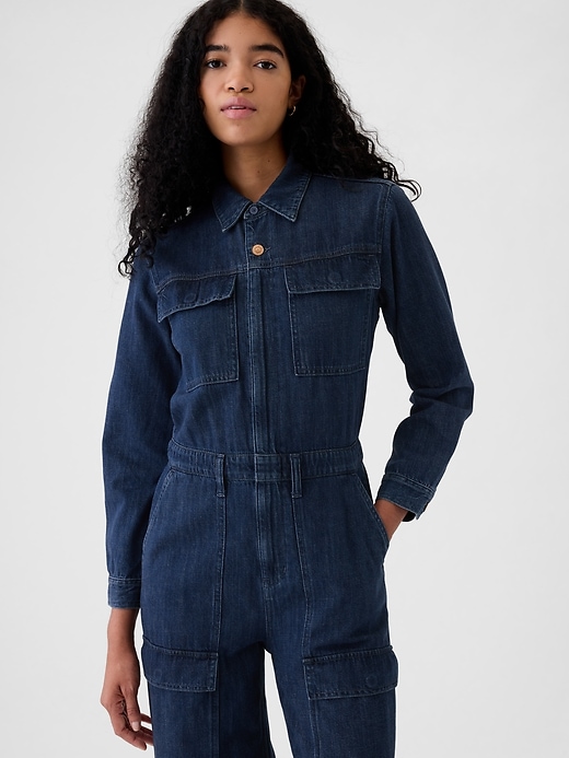 Image number 9 showing, Denim Cargo Jumpsuit