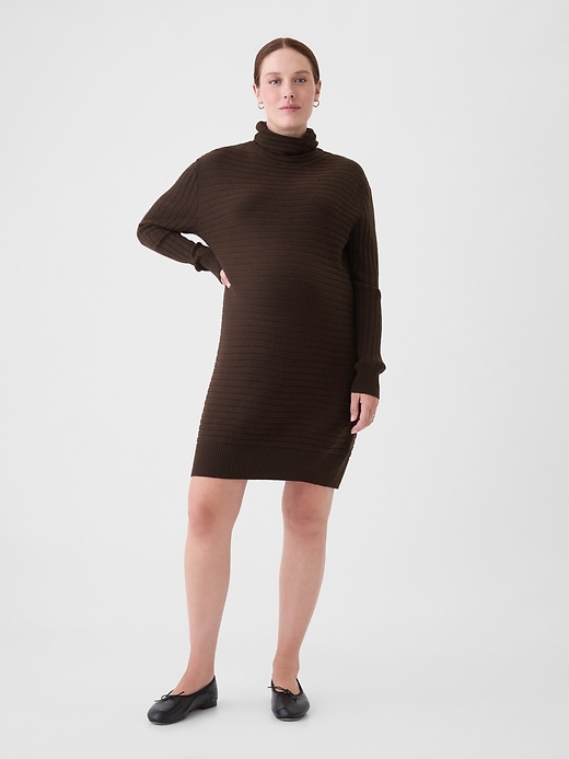 Image number 1 showing, Maternity CashSoft Rib Turtleneck Mini Sweater Dress