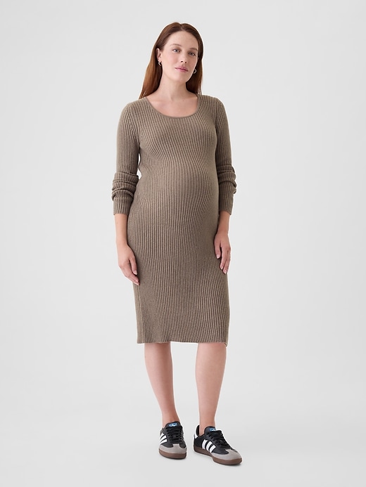 Image number 1 showing, Maternity CashSoft Rib Midi Sweater Dress