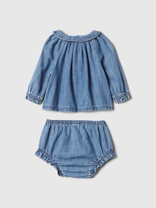 Image number 2 showing, Baby Ruffle Denim Outfit Set