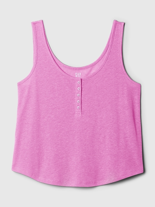 Image number 5 showing, Linen-Blend Henley Tank Top