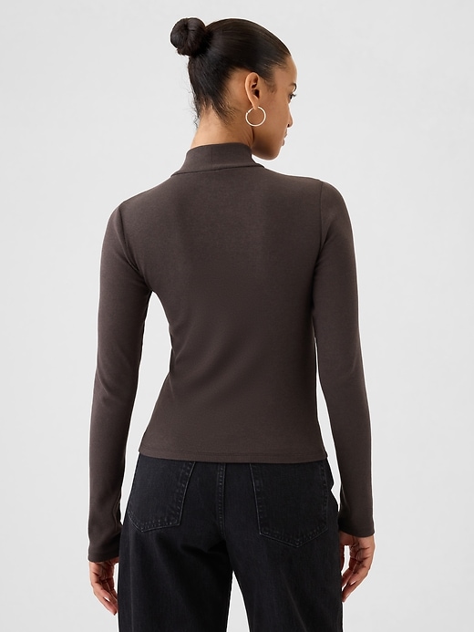 Image number 2 showing, Modern Rib Cropped Mockneck Shirt