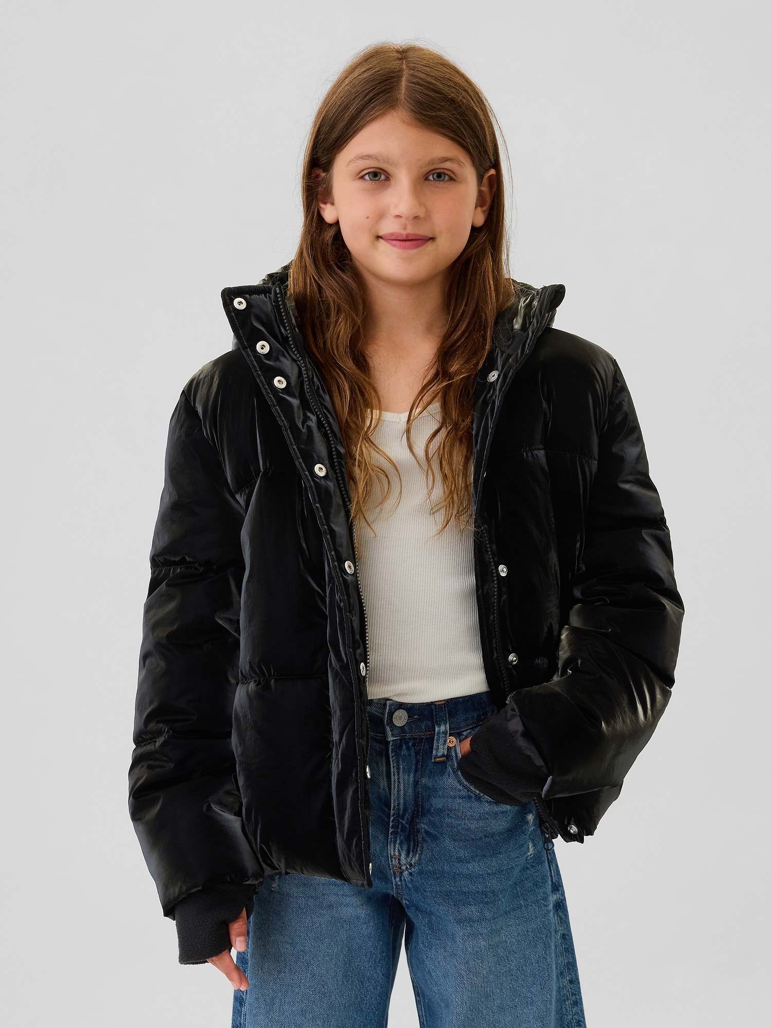 Kids Recycled Metallic Puffer Jacket Gap