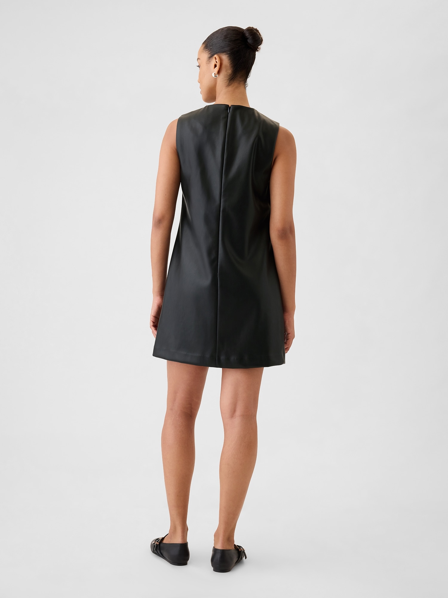 Vegan Leather Shift Mini Dress