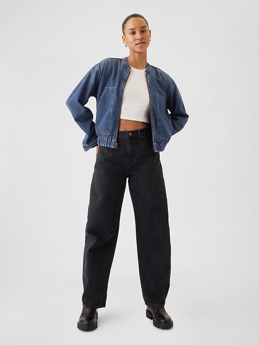 Image number 3 showing, UltraSoft Denim Cropped Bomber Jacket