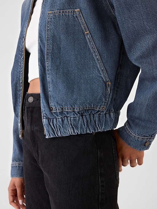 Image number 4 showing, UltraSoft Denim Cropped Bomber Jacket