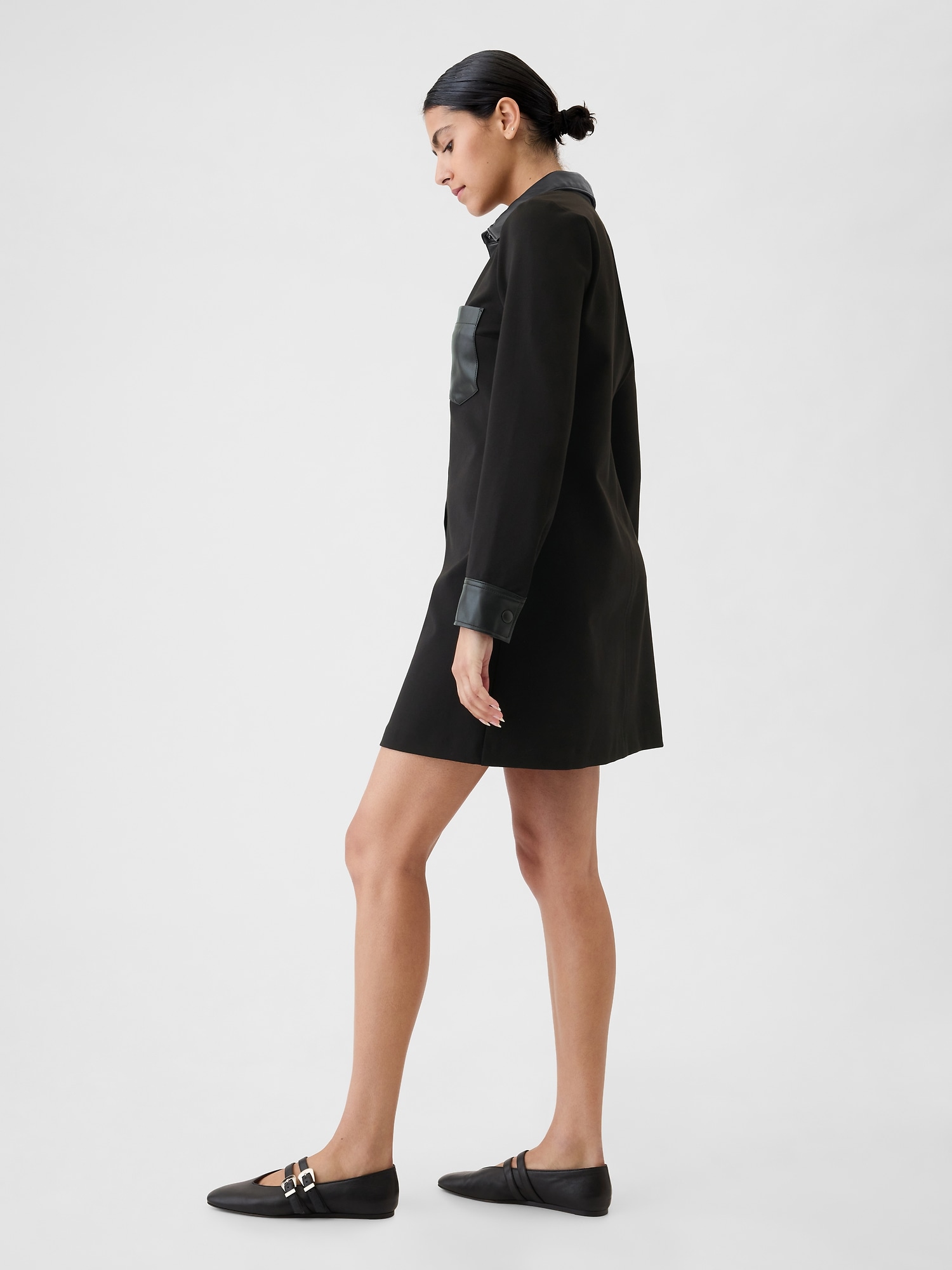 Vegan Leather Shift Mini Dress