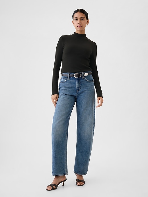 Image number 3 showing, Modern Rib Cropped Mockneck Shirt