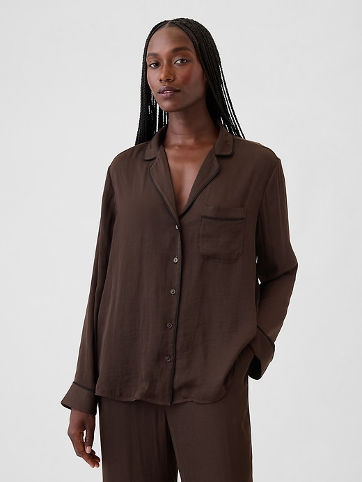 Image number 10 showing, Satin PJ Shirt