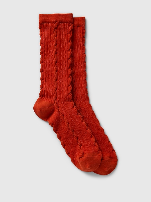 View large product image 1 of 3. Twisted-Knit Crew Socks