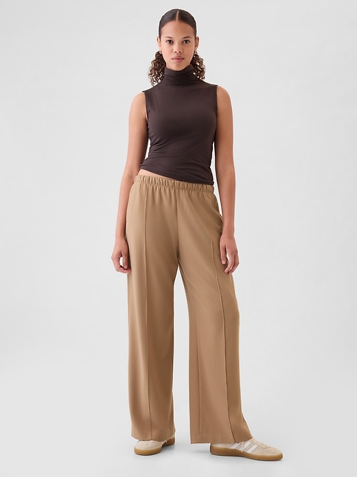 Image number 1 showing, Wide-Leg Seamed Pull-On Pants