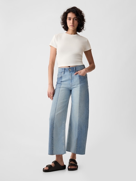 Image number 1 showing, High Rise Stride Wide-Leg Ankle Jeans