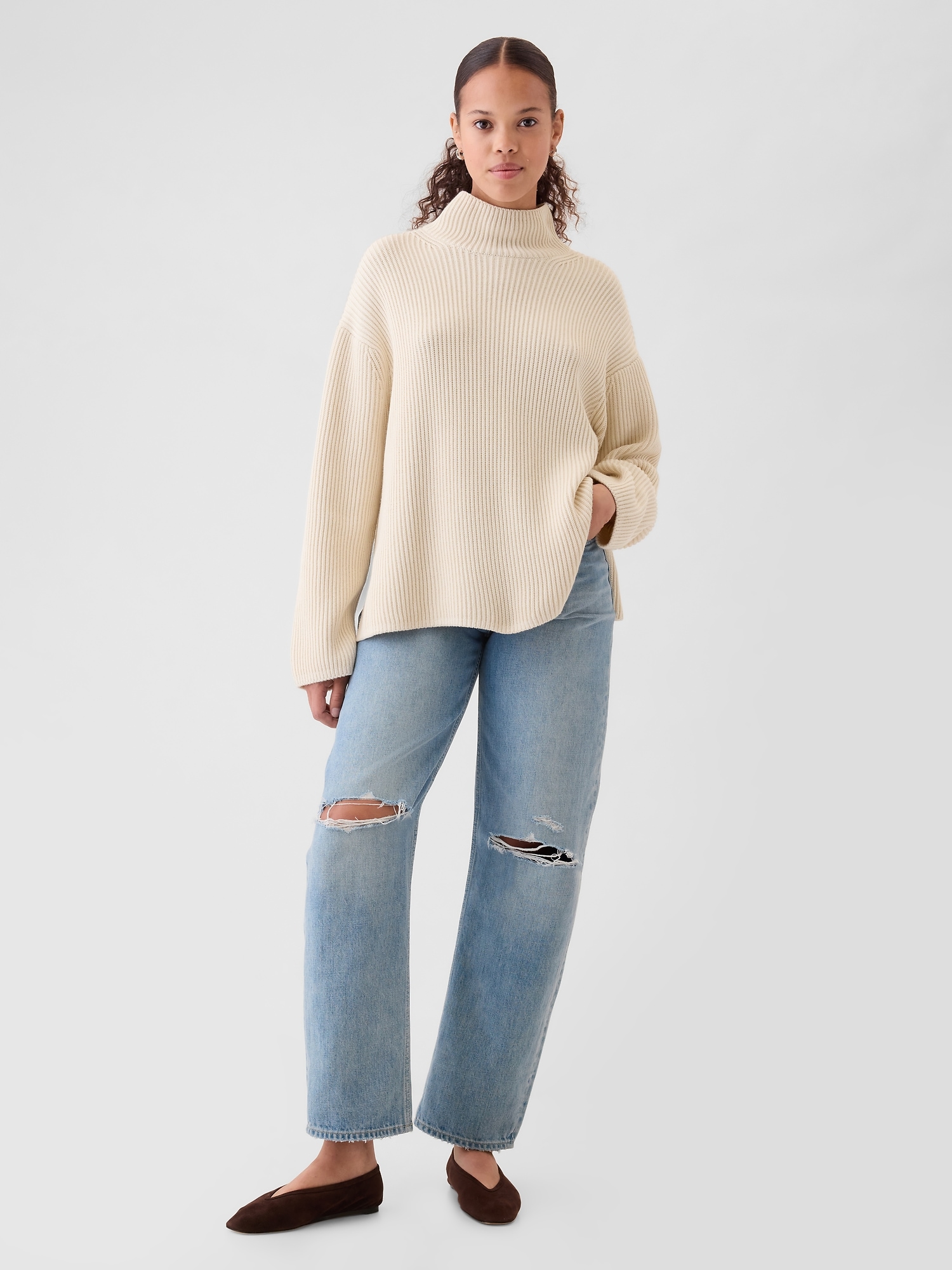 24/7 Split-Hem Mockneck Sweater