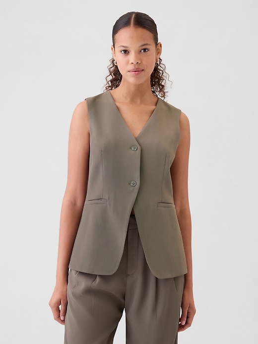 Image number 10 showing, Longline Twill Vest