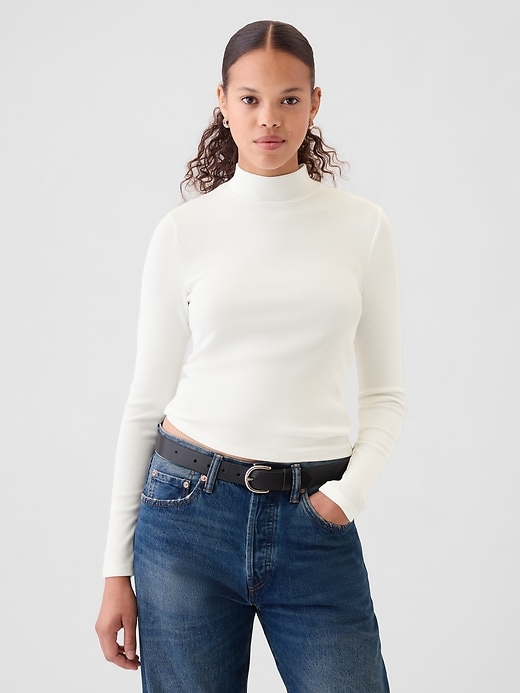 Image number 6 showing, Modern Rib Cropped Mockneck Shirt