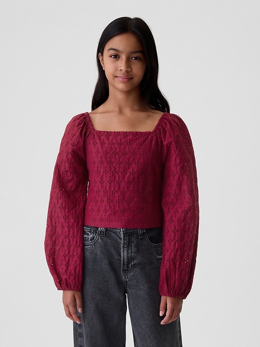 Image number 6 showing, Kids Cropped Puff Sleeve Shirt