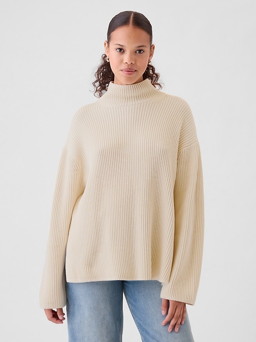 Image number 10 showing, Oversized Split-Hem Mockneck Sweater