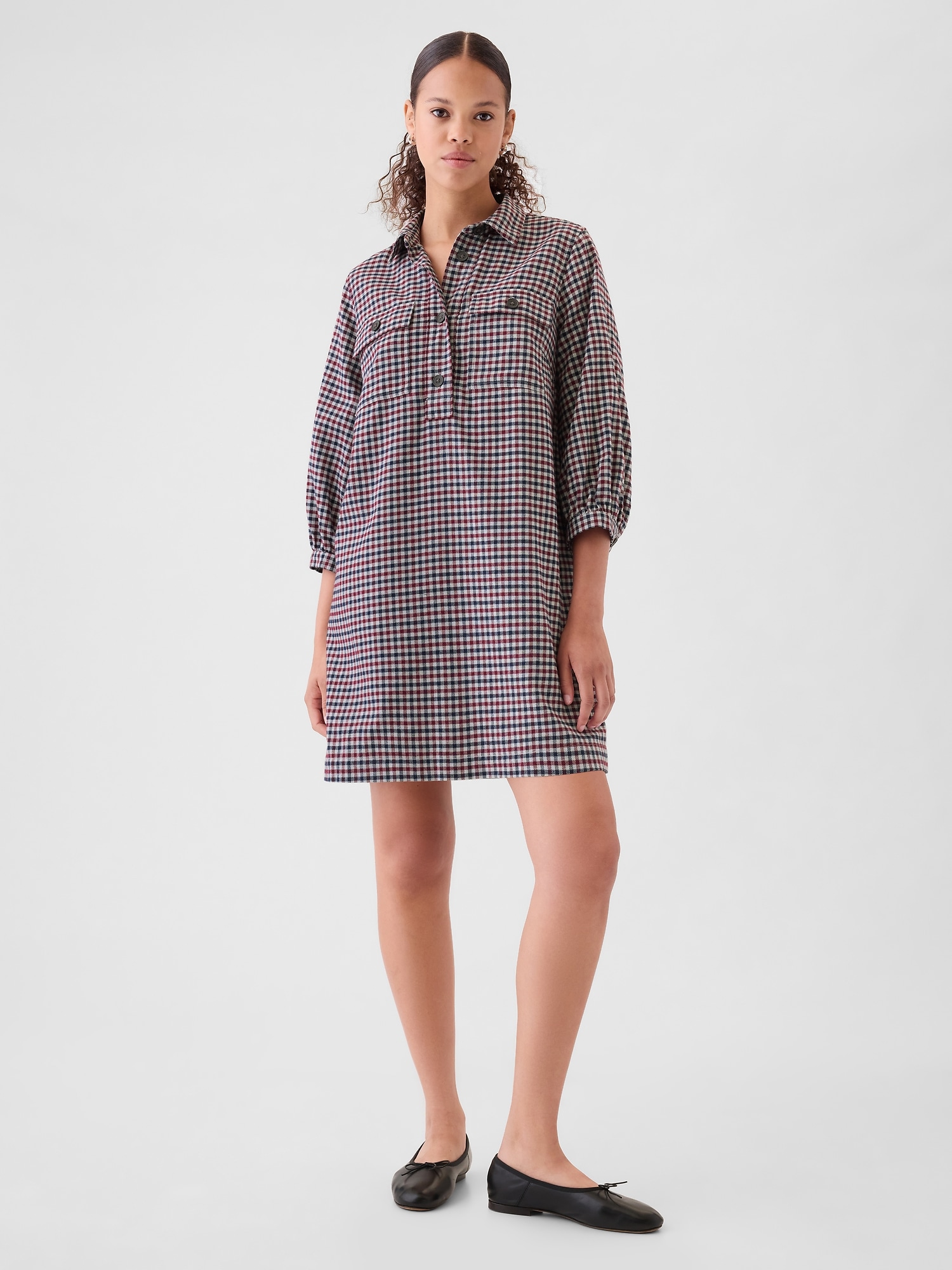 Flannel Utility Mini Shirtdress