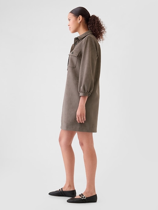 Image number 3 showing, Vegan Suede Shift Mini Dress