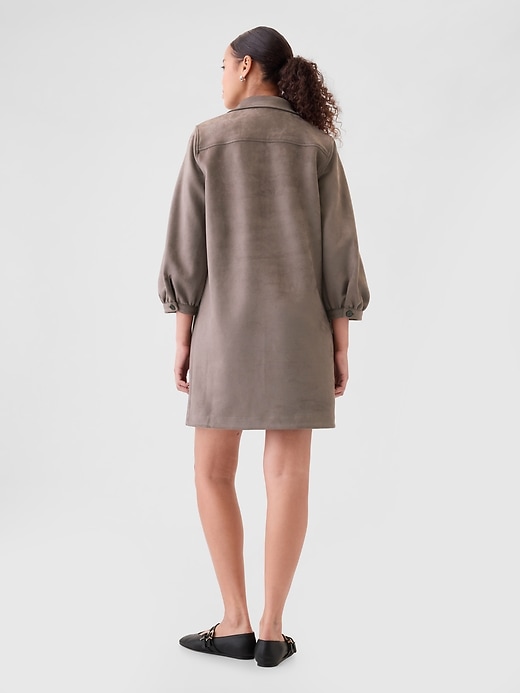 Image number 2 showing, Vegan Suede Shift Mini Dress