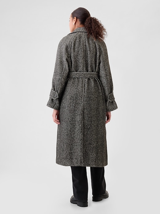 Image number 2 showing, Double-Breasted Herringbone Belted Trench Coat