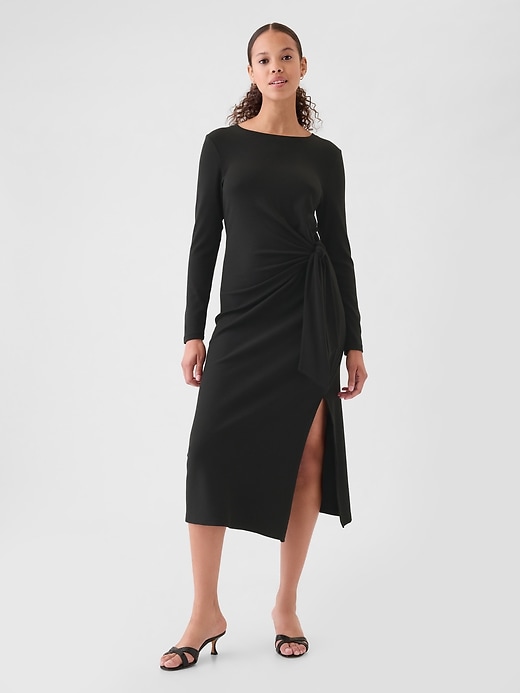 Image number 1 showing, Modern Rib Tie-Knot Midi Dress