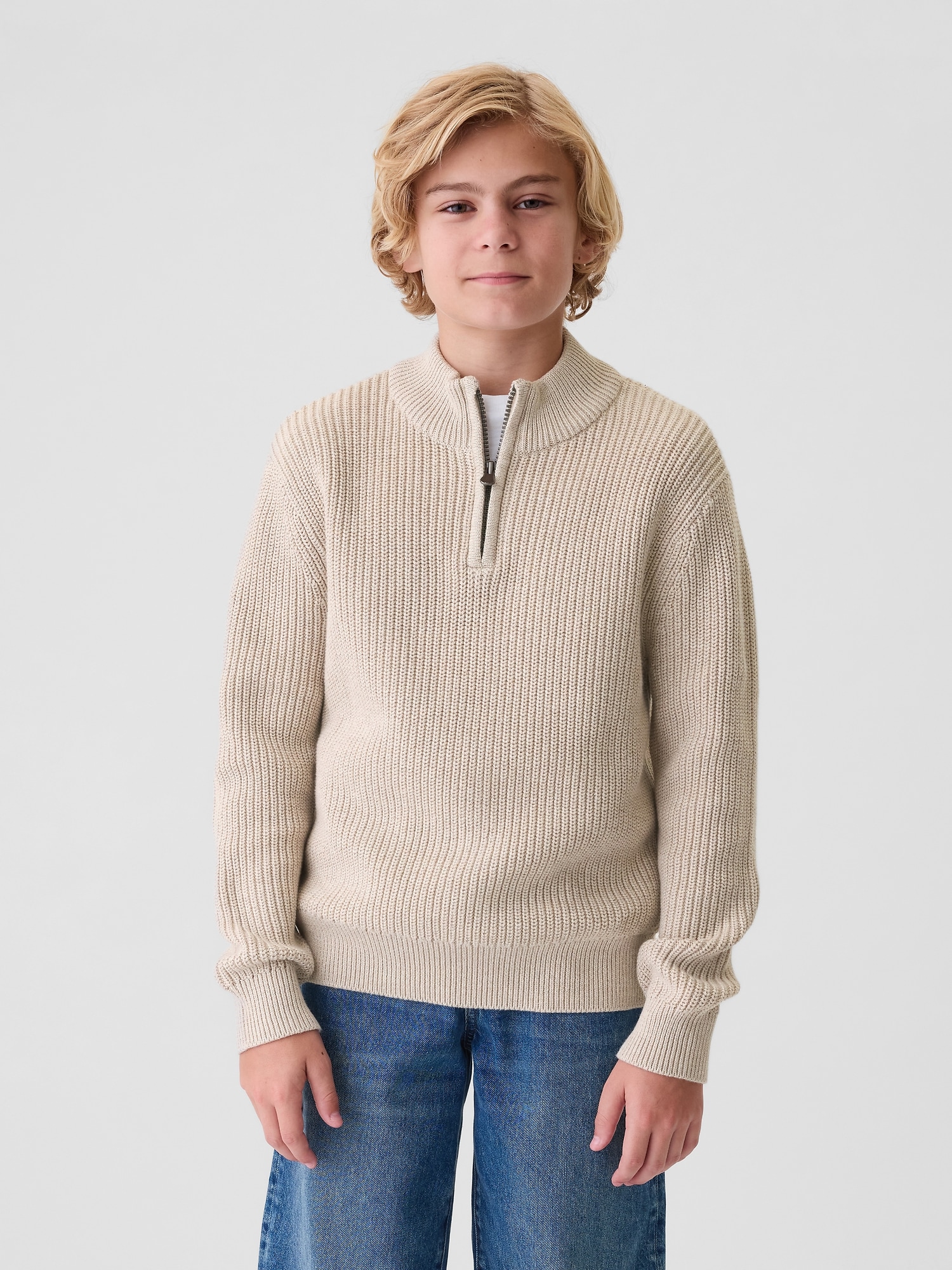 Kids Shaker-Stitch Pullover Sweater