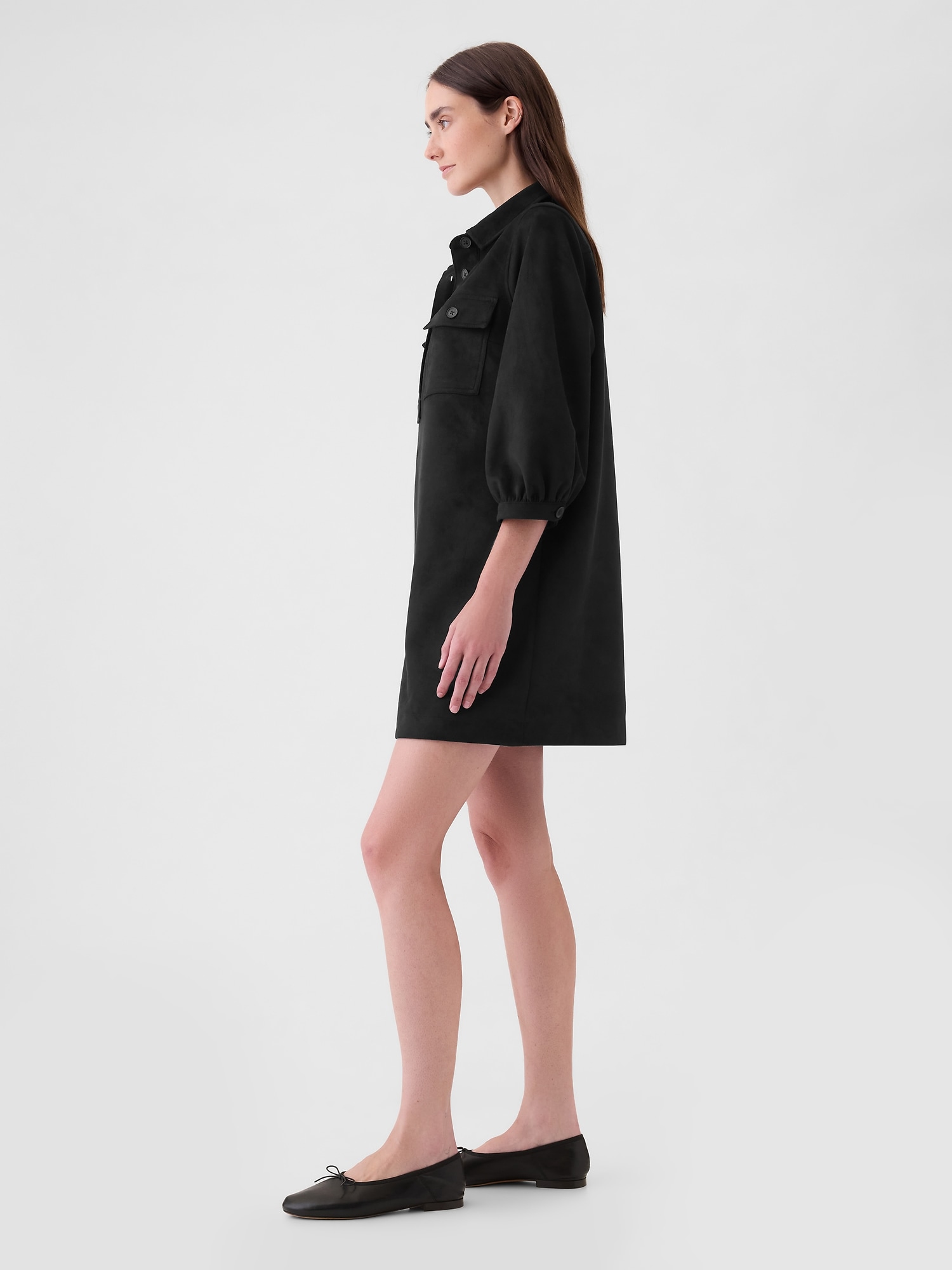 Vegan Suede Shift Mini Dress