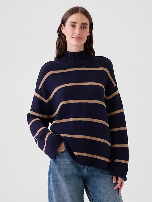 Image number 6 showing, Oversized Split-Hem Mockneck Sweater