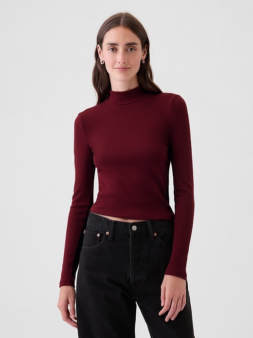 Image number 10 showing, Modern Rib Cropped Mockneck Shirt