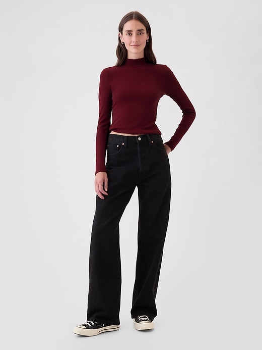 Image number 3 showing, Modern Rib Cropped Mockneck Shirt