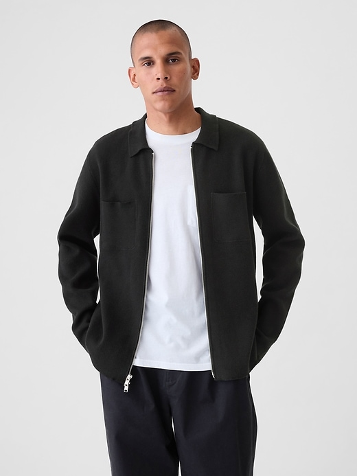 Image number 1 showing, Relaxed Polo Sweater Jacket