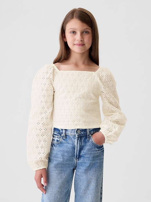 Image number 10 showing, Kids Cropped Puff Sleeve Shirt