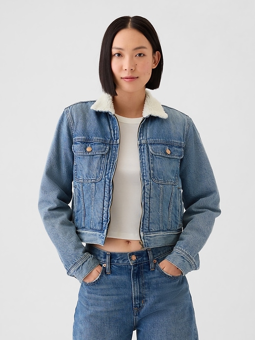 Image number 1 showing, Sherpa-Lined Denim Jacket