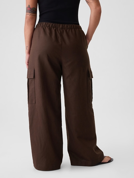 Image number 6 showing, Mid Rise Linen-Cotton Pull-On Cargo Pants