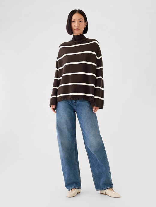 Image number 3 showing, Oversized Split-Hem Mockneck Sweater