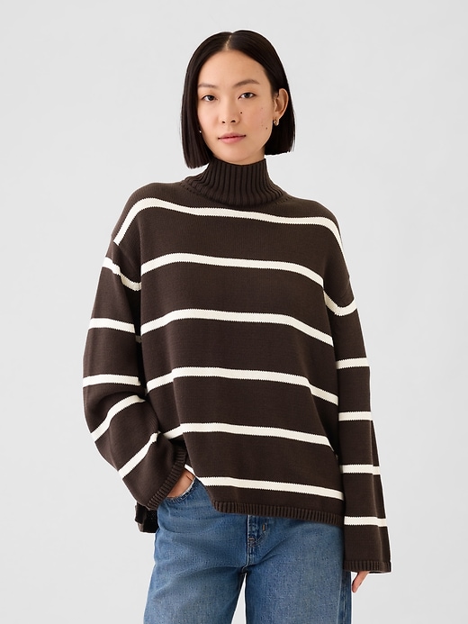 Image number 1 showing, Oversized Split-Hem Mockneck Sweater