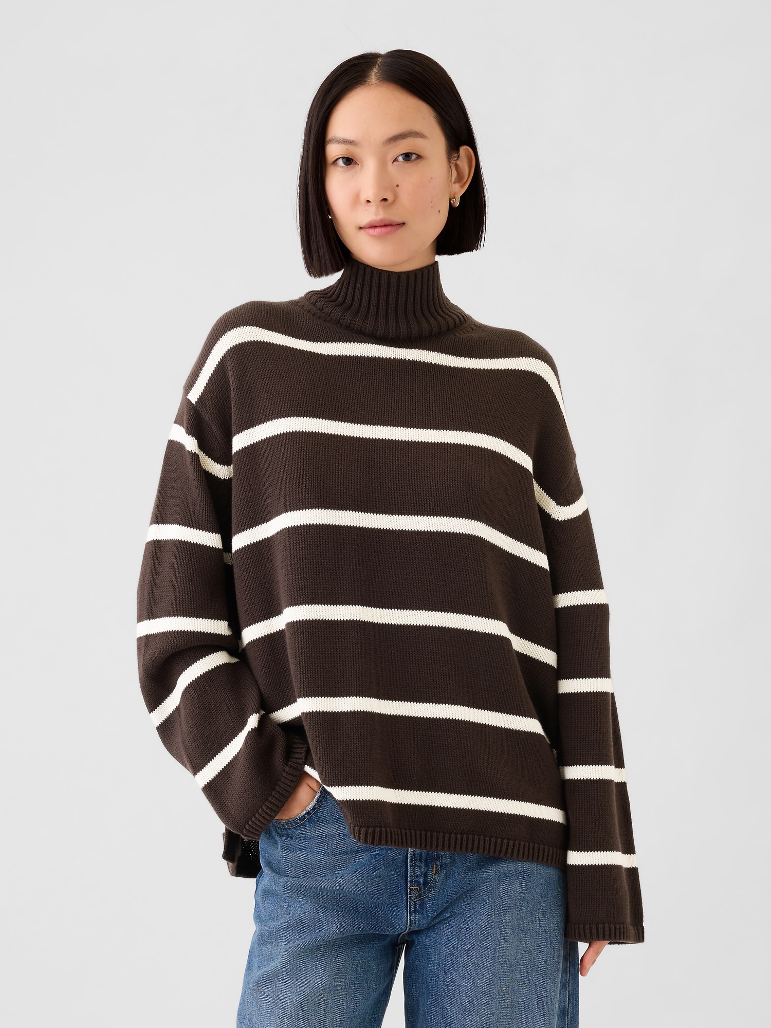 Mock neck oversized sweater best sale