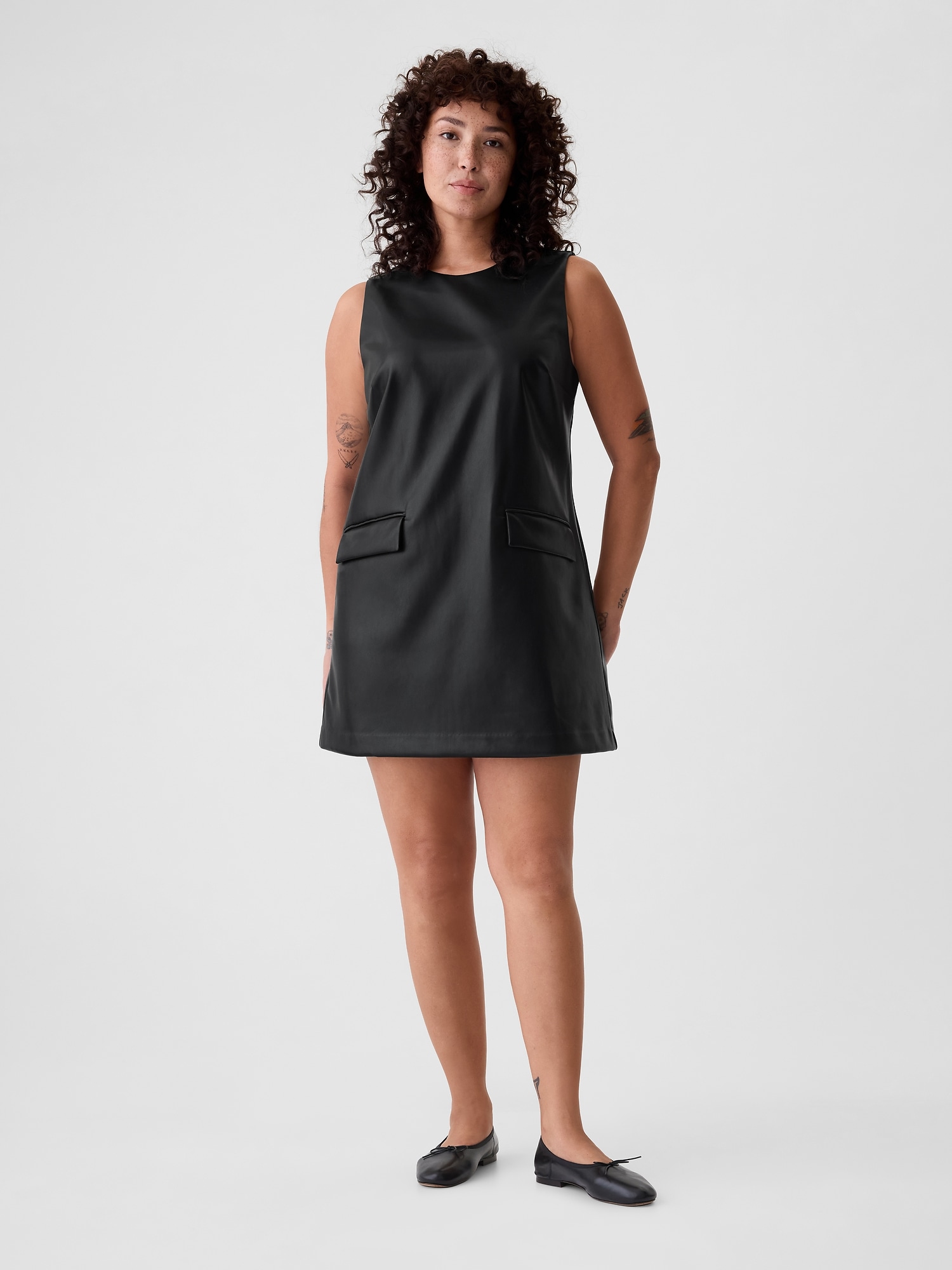 Vegan Leather Shift Mini Dress