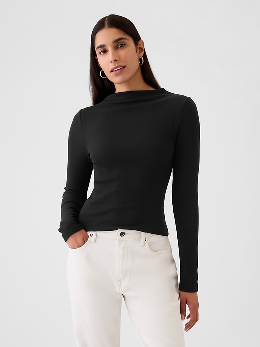 Image number 1 showing, Modern Rib Funnel-Neck T-Shirt